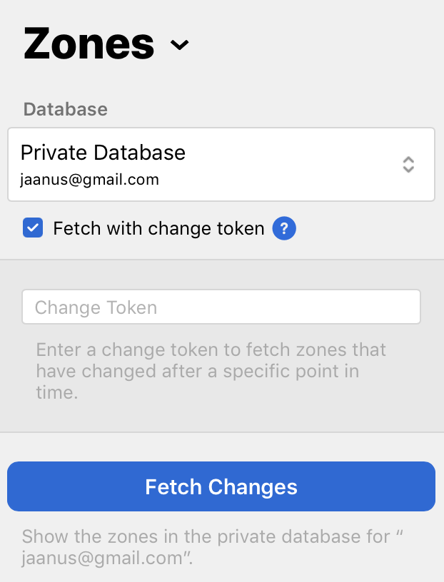 Fetching record zones with a change token